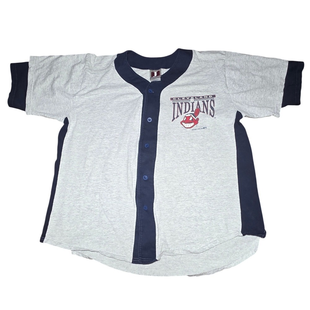 Vintage 1993‎ Cleveland Indians Jostens MLB Jersey Mens Large Gray Chief Wahoo